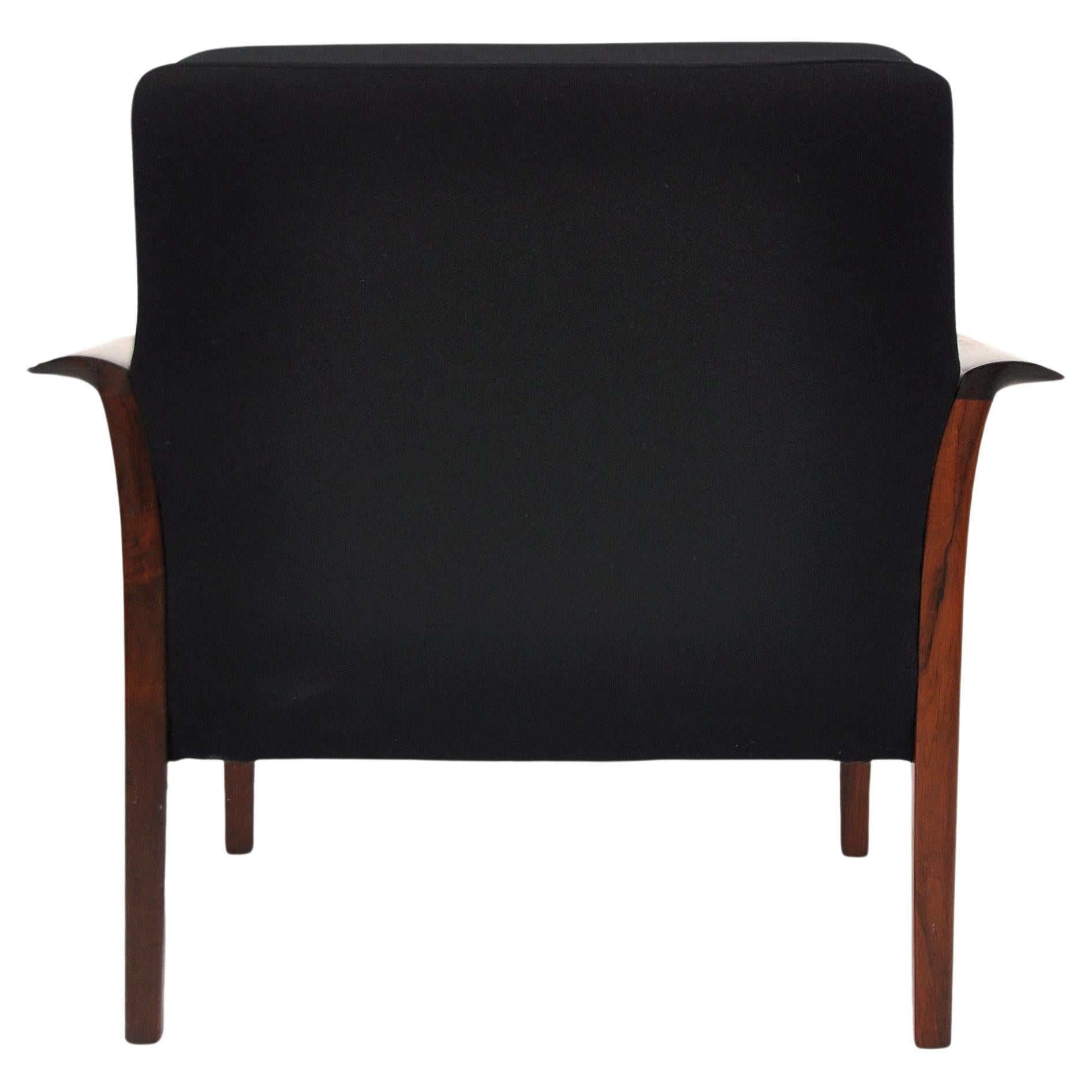 Pair of Brazilian Rosewood Black Armchairs by Fredrik Kayser for Vatne Mobler 3