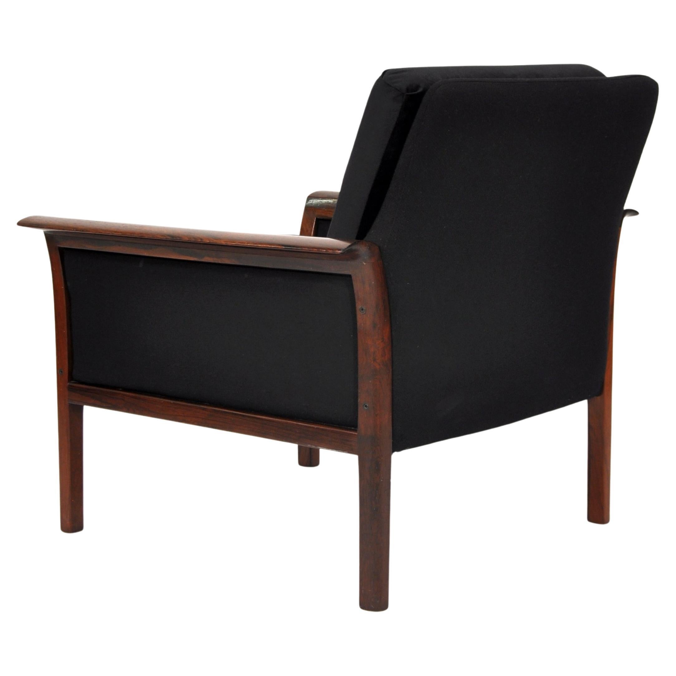 Pair of Brazilian Rosewood Black Armchairs by Fredrik Kayser for Vatne Mobler 2