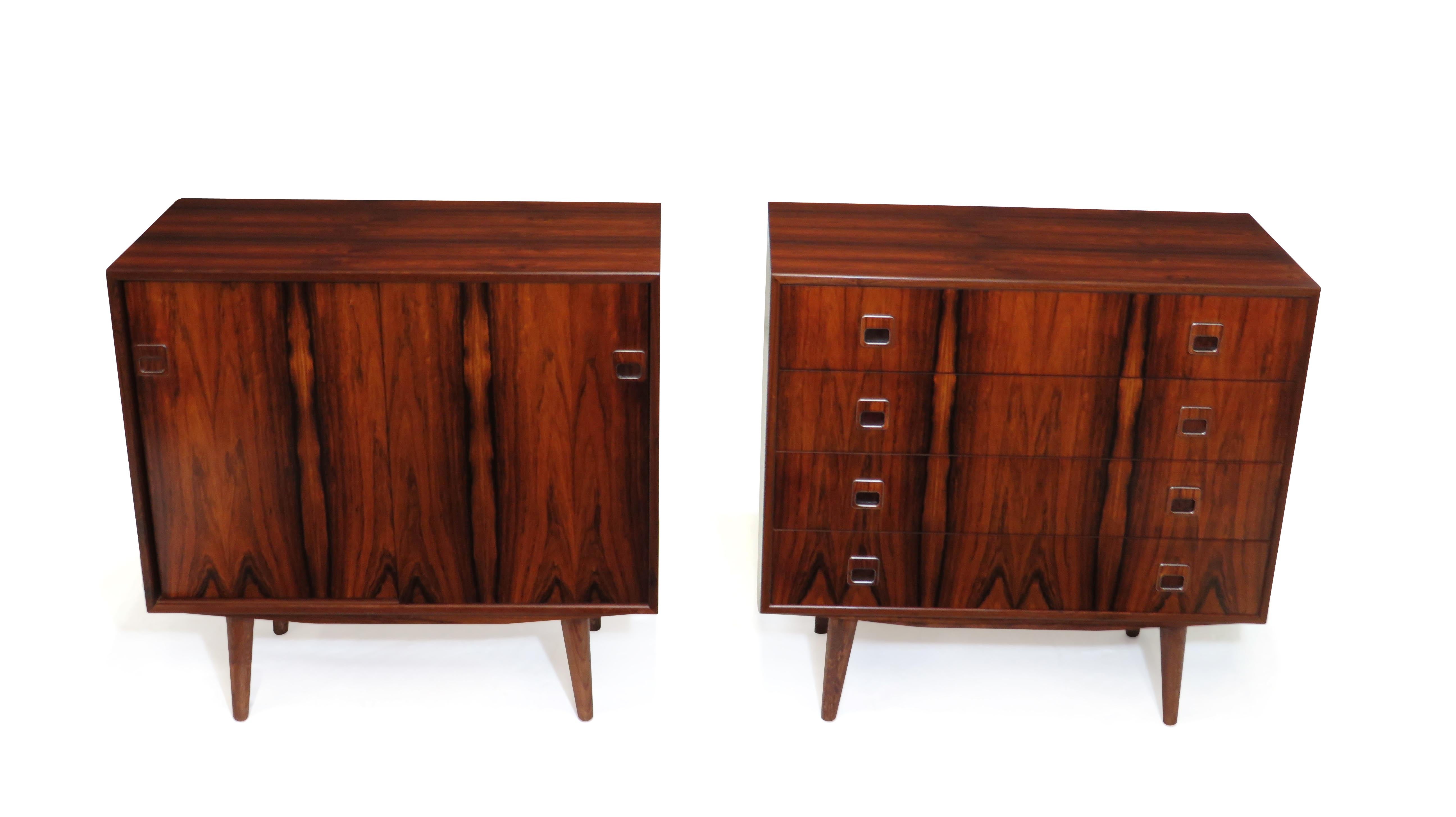 Oiled Pair of Brazilian Rosewood Cabinets