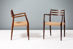 Pair of Brazilian Rosewood Model 62 Armchairs by Niels Moller, 1962