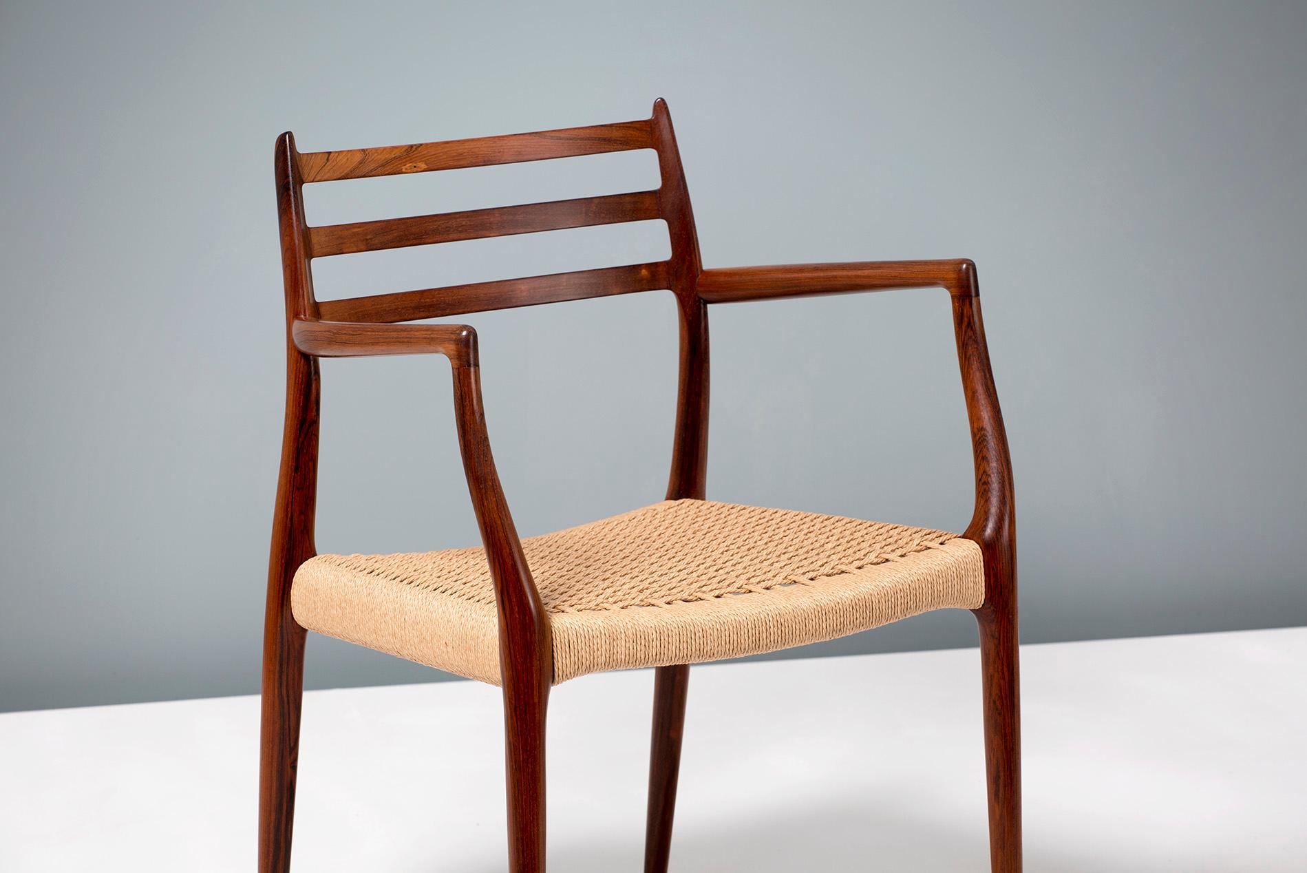 Scandinavian Modern Pair of Brazilian Rosewood Model 62 Armchairs by Niels Moller, 1962