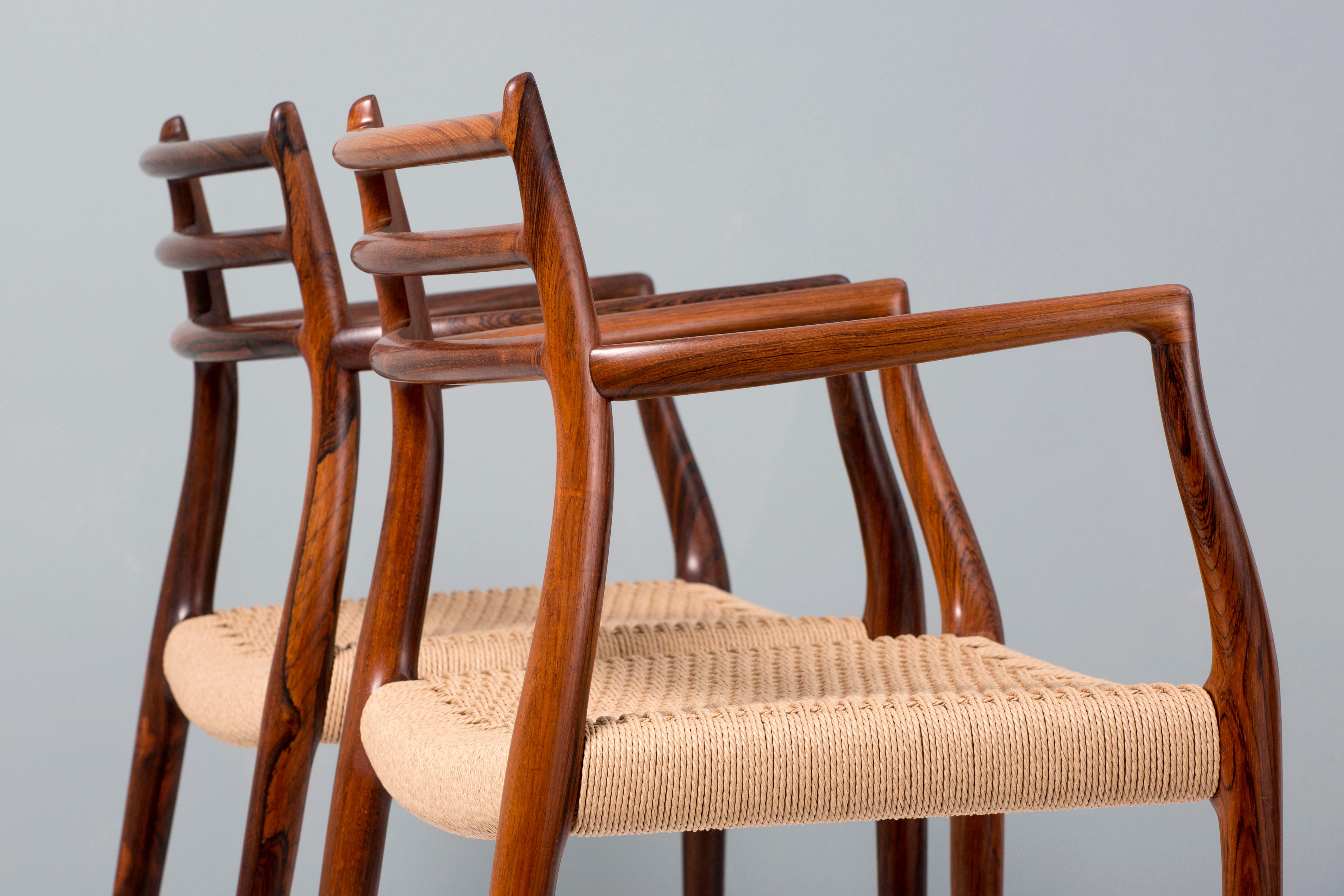 Pair of Brazilian Rosewood Model 62 Armchairs by Niels Moller, 1962 1
