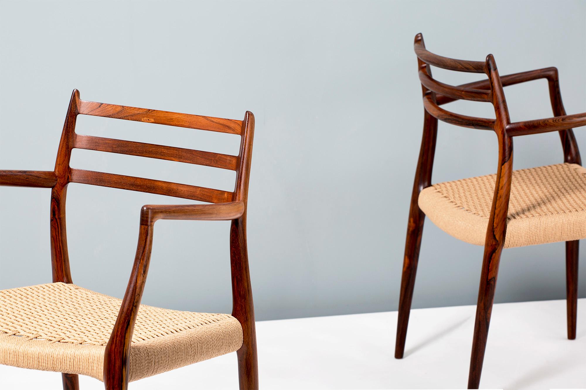 Pair of Brazilian Rosewood Model 62 Armchairs by Niels Moller, 1962 2