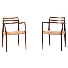 Pair of Brazilian Rosewood Model 62 Armchairs by Niels Moller, 1962