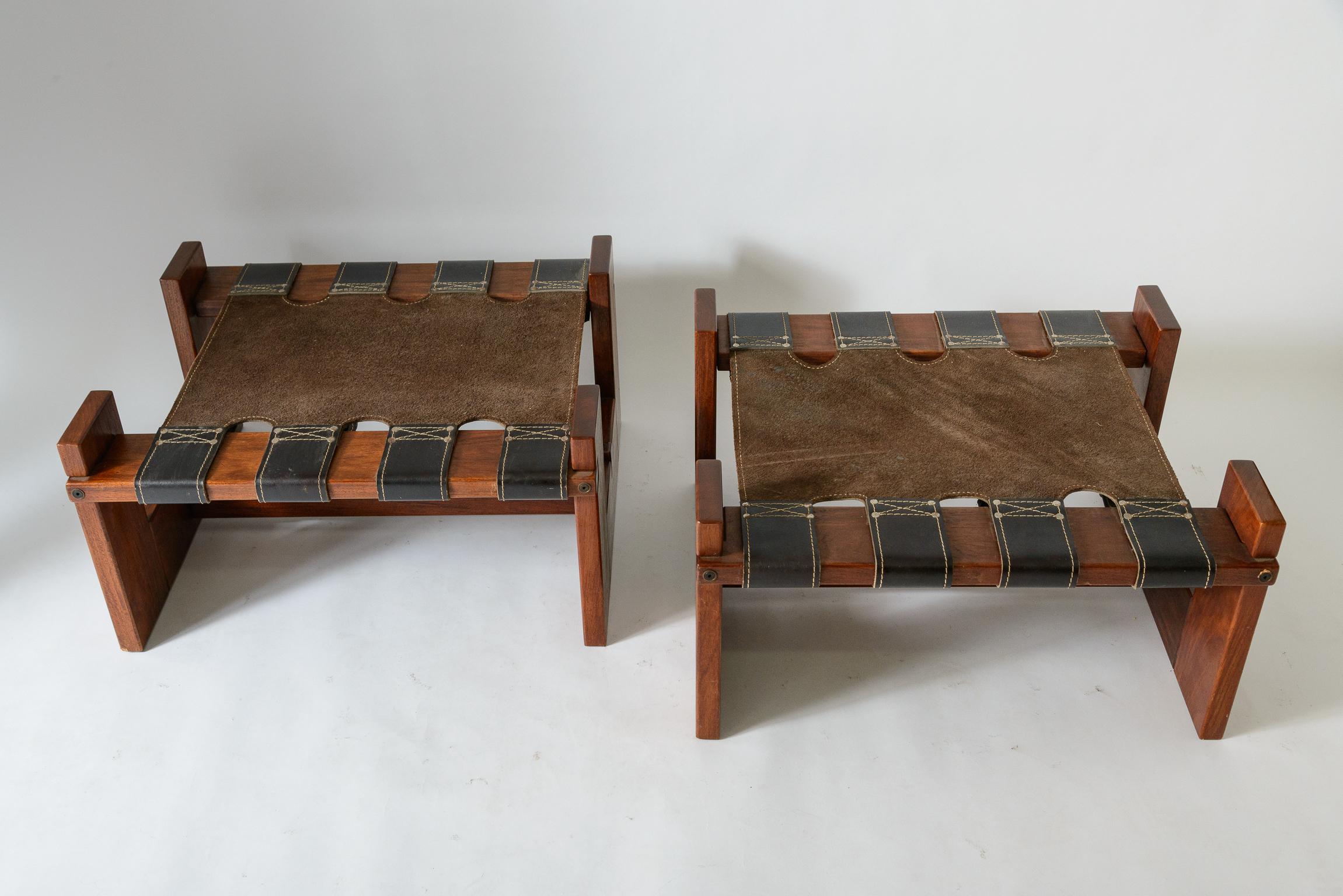 Danish Pair of Brazilian Rosewood Ottomans / Stools For Sale