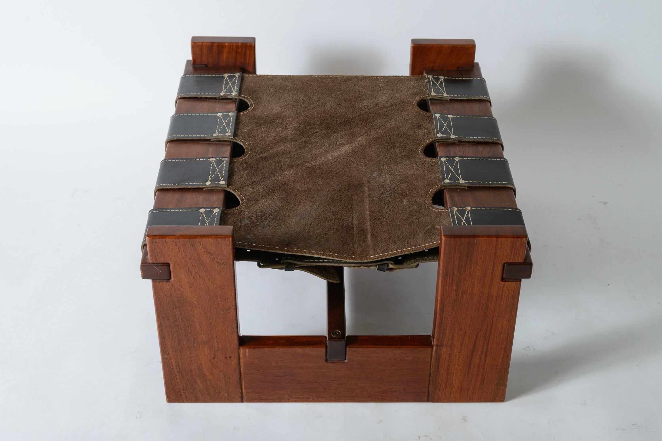 Pair of Brazilian Rosewood Ottomans / Stools For Sale 1
