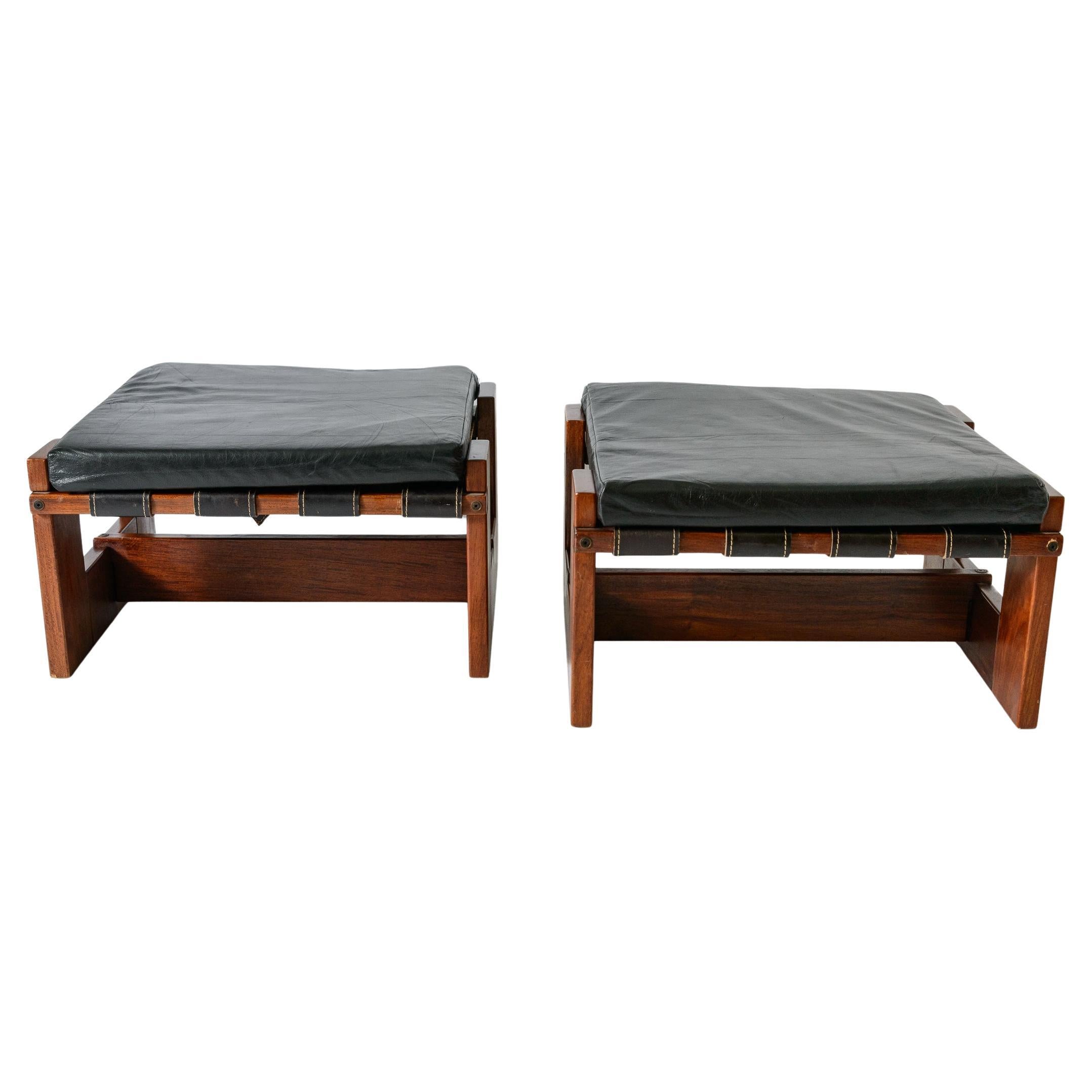 Pair of Brazilian Rosewood Ottomans / Stools For Sale