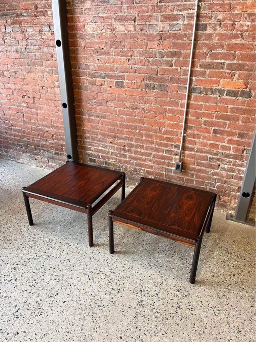 Pair of Brazillian Rosewood side tables by Sven Ivar Dysthe for Dokka Møbler In Excellent Condition For Sale In Victoria, BC