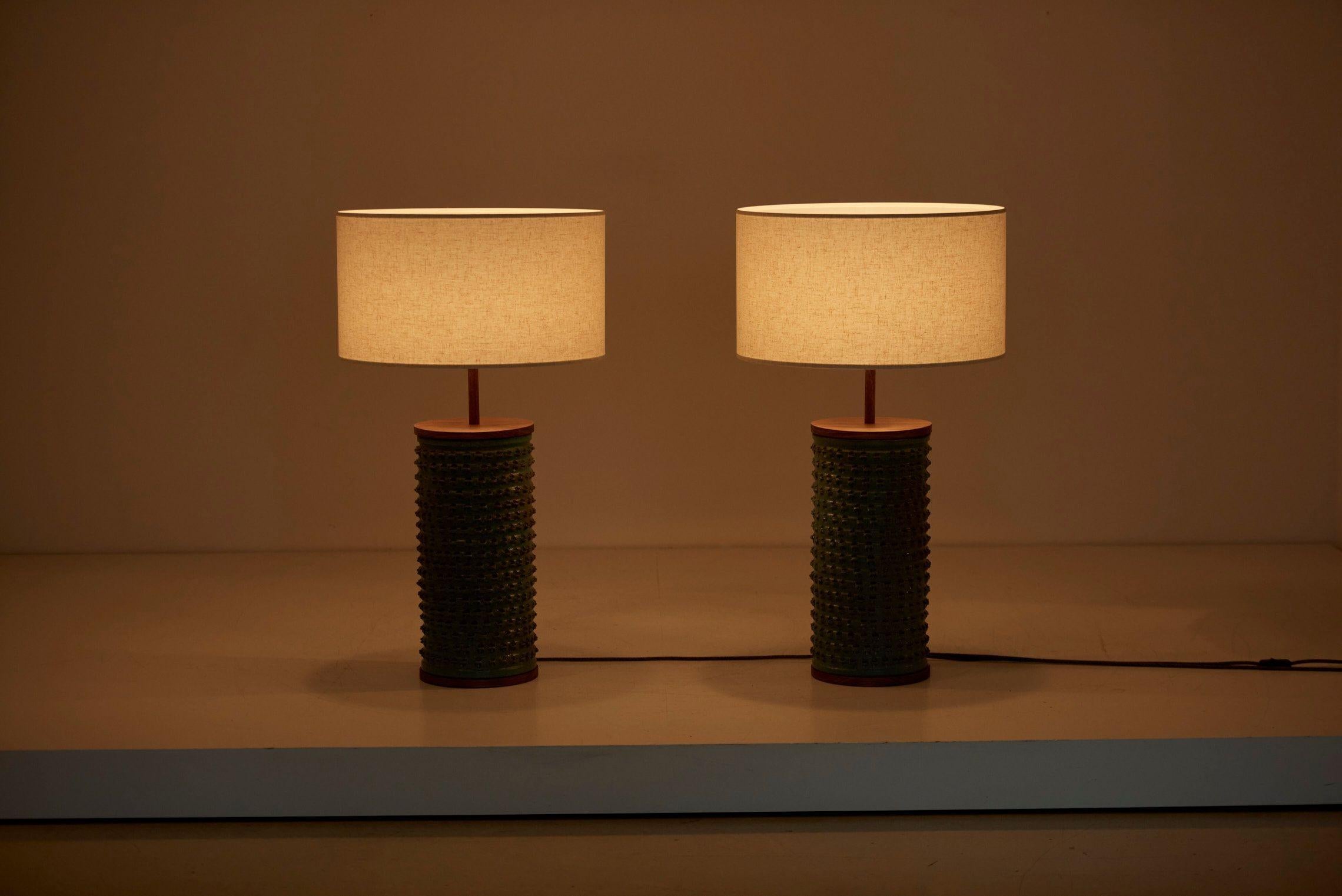 American Pair of Brent Bennet Ceramic Table Lamps, USA, 2021