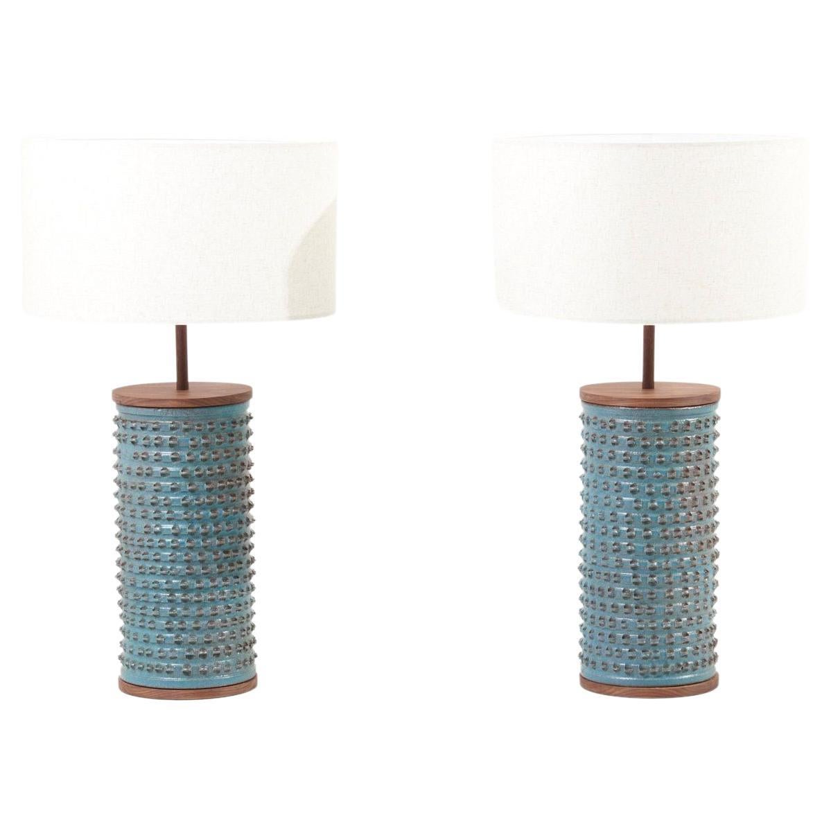 Pair of Table Lamps by Tony Paul in Brass and Walnut for Westwood