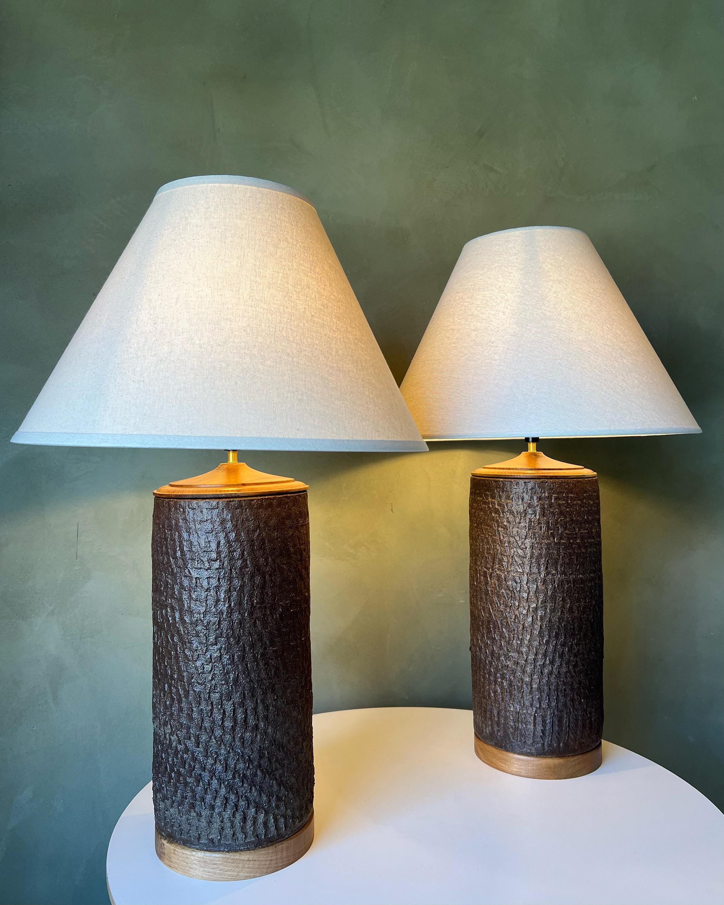 Pair of Vintage Brent Bennett Ceramic Table Lamps - California Modernism For Sale 1