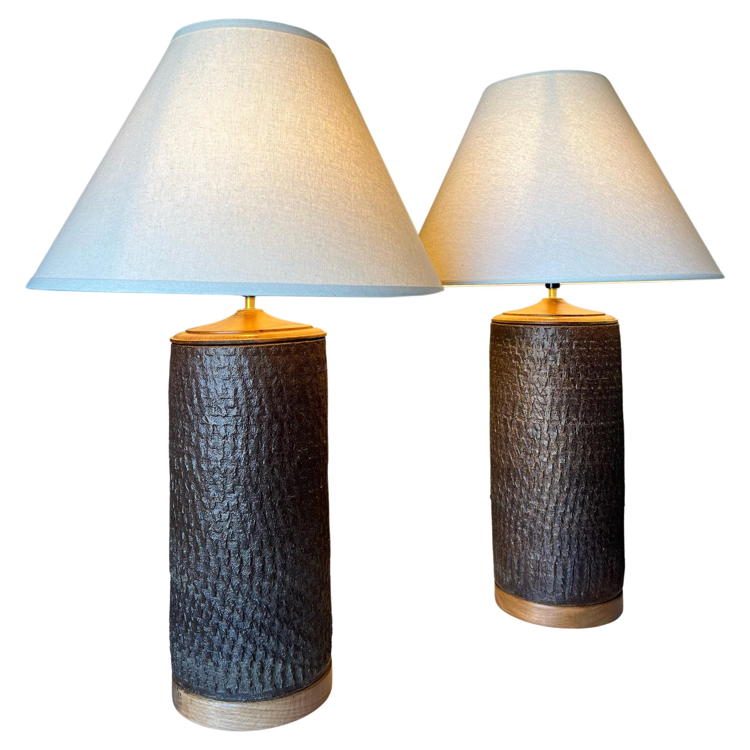 Pair of Vintage Brent Bennett Ceramic Table Lamps - California Modernism For Sale