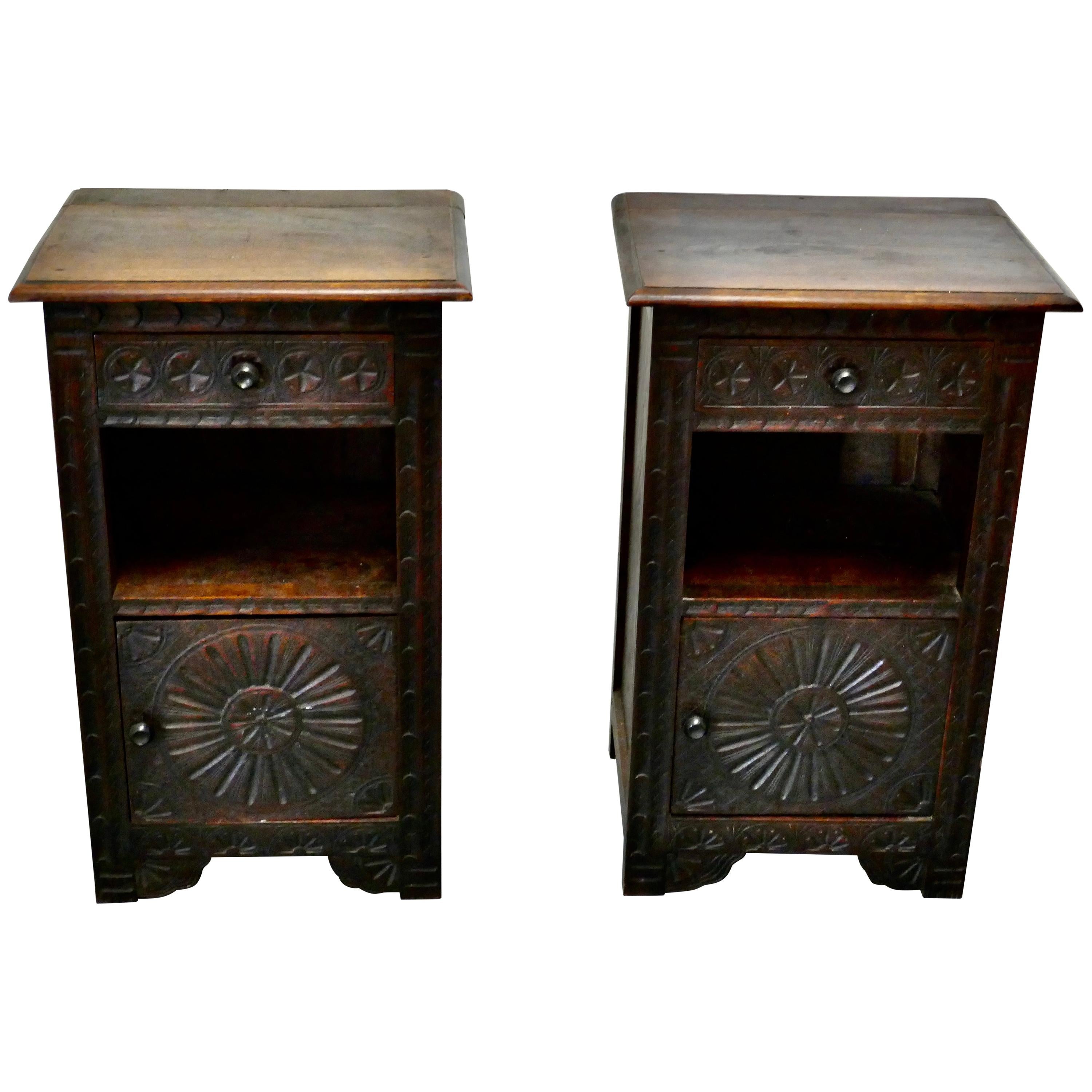 Pair of Breton Oak Bedside Cupboards