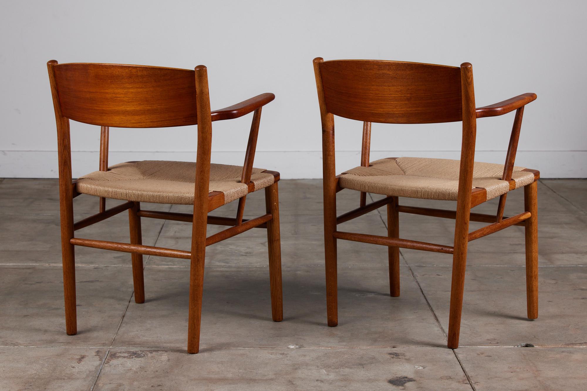 Pair of Børge Mogensen Arm Chairs In Excellent Condition In Los Angeles, CA