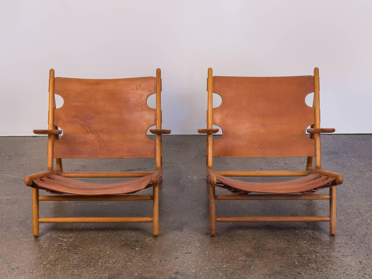 Scandinavian Modern Pair of Børge Mogensen Hunting Chairs for Fredericia Stolefabrik