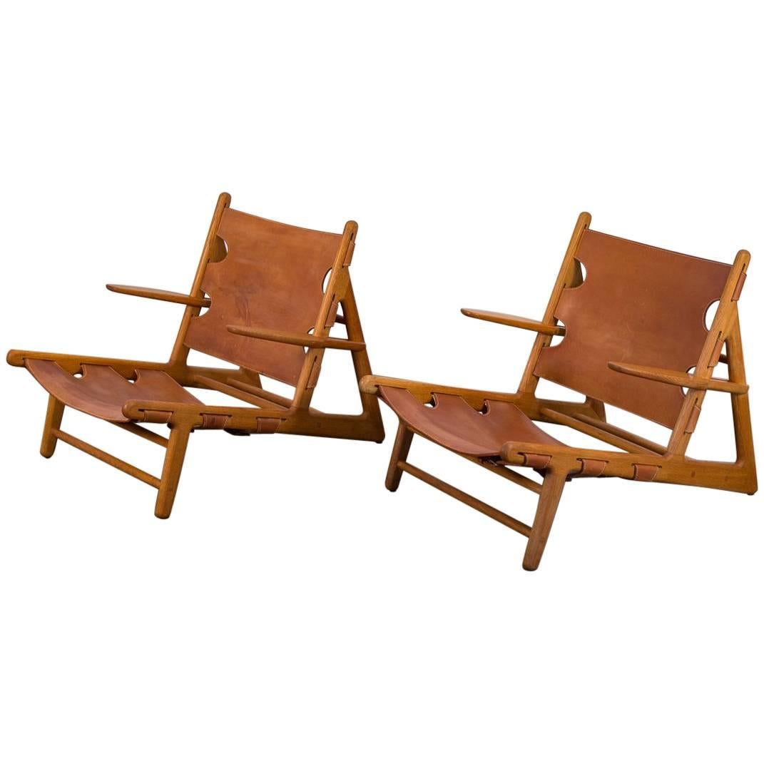 Pair of Børge Mogensen Hunting Chairs for Fredericia Stolefabrik