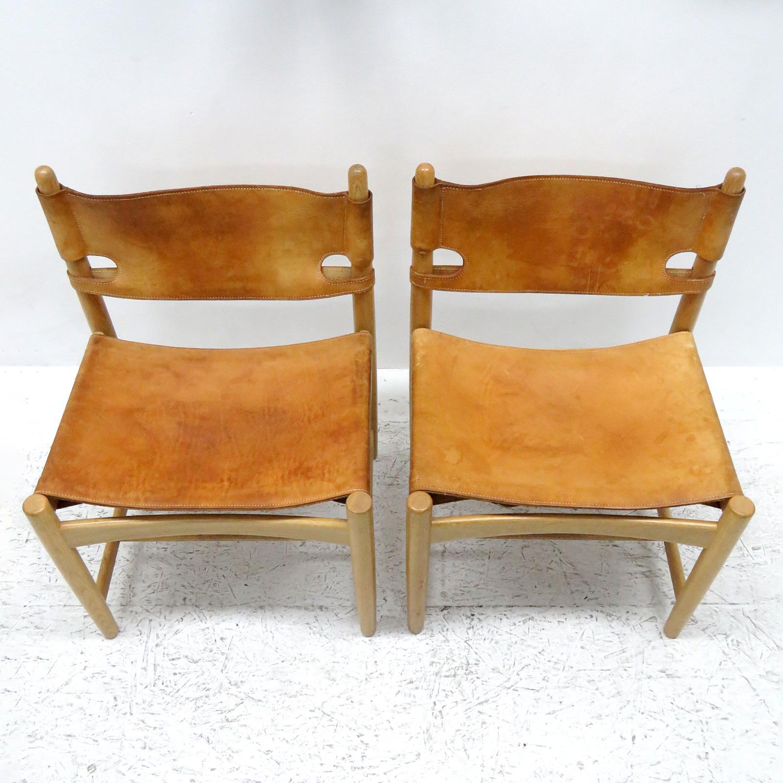 Leather Pair of Børge Mogensen 'Hunting' Chairs, Model 3237