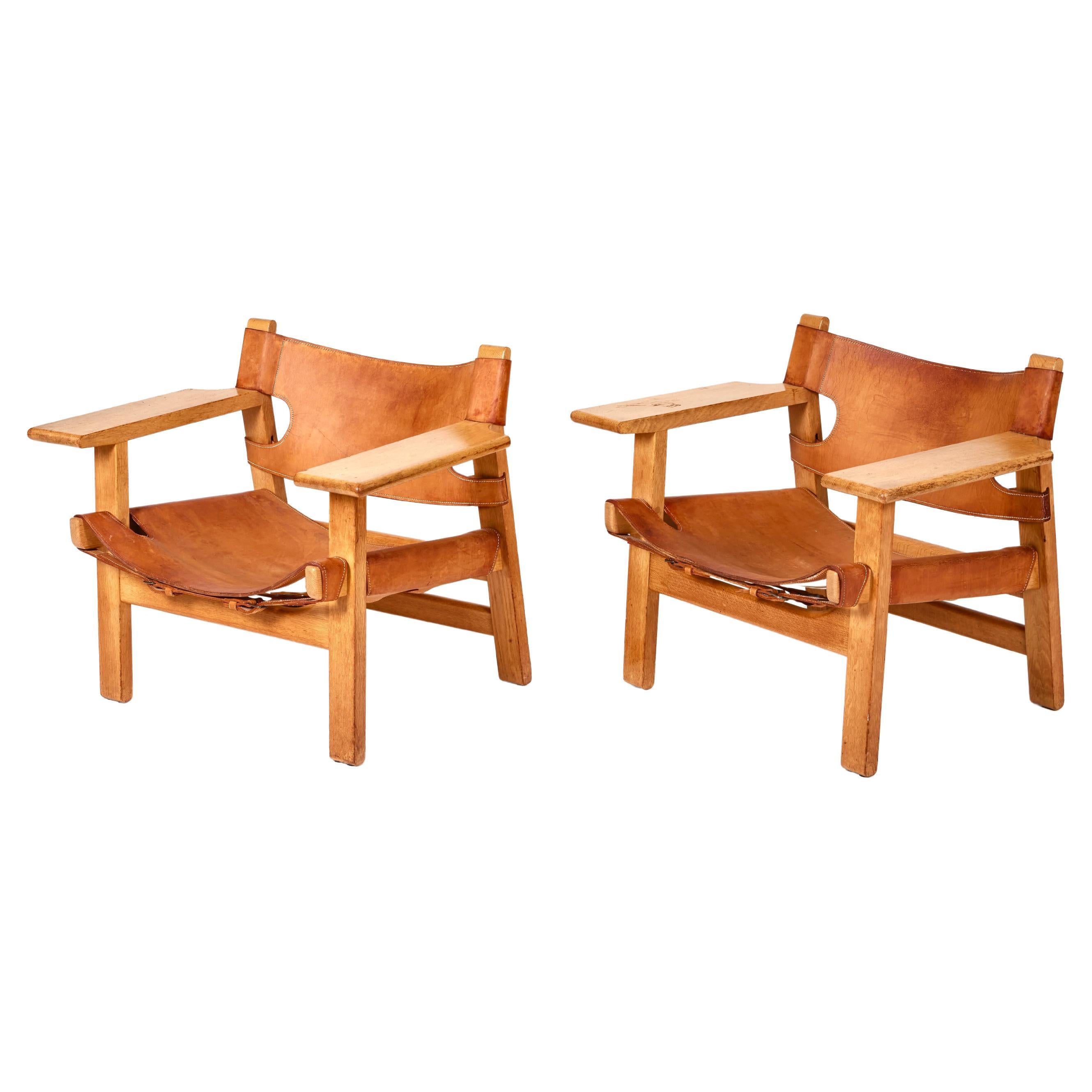 Pair of the danish designer Børge Mogensen "Spanish Chair" For Sale