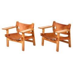 Pair of Børge Mogensen leather armchairs