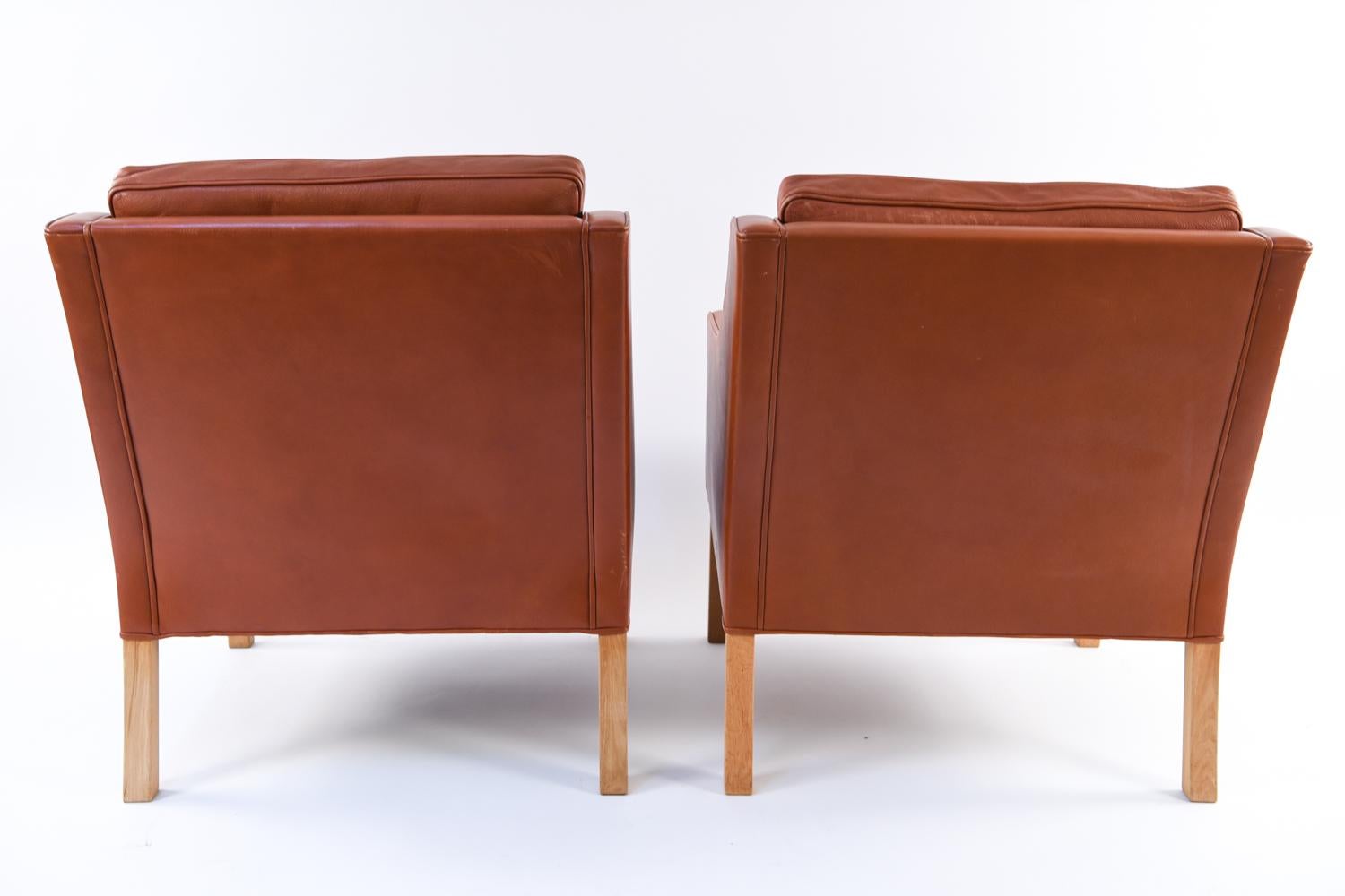 Pair of Børge Mogensen Model #2207 Leather Lounge Chairs 6