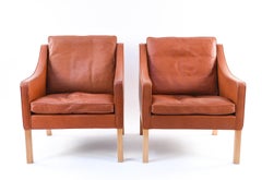 Pair of Børge Mogensen Model #2207 Leather Lounge Chairs