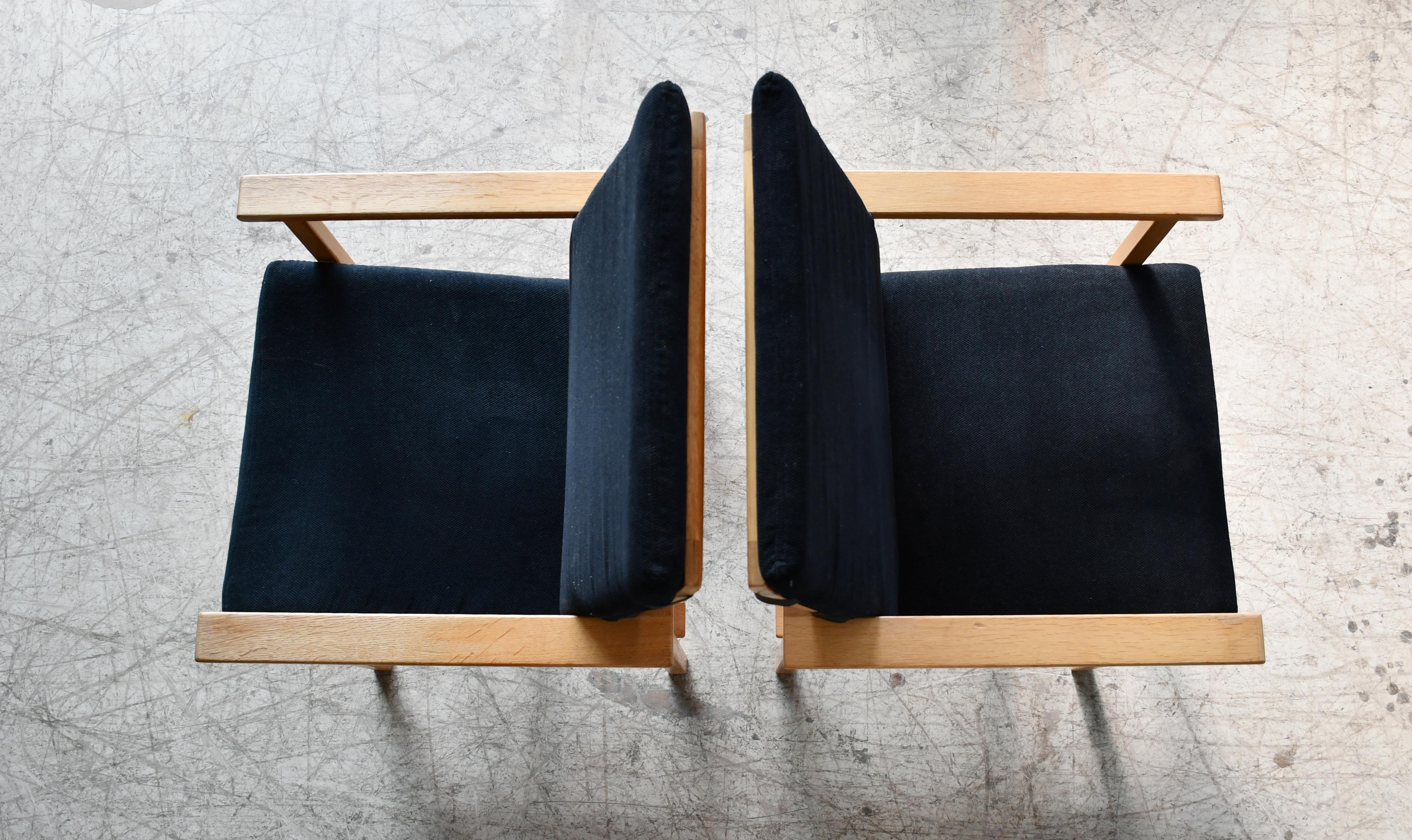 Scandinave moderne Paire de chaises longues en Oak 2257 de Børge Mogensen pour Fredericia Stolefabrik V en vente