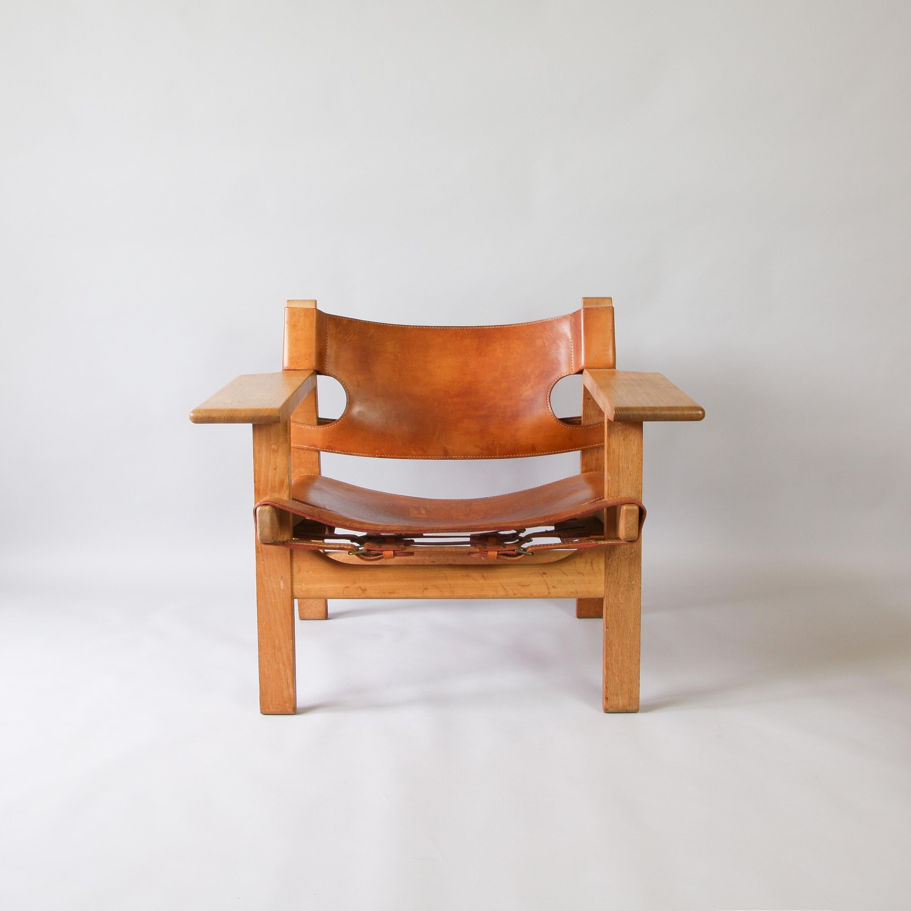 Oak Pair of Børge Mogensen Spanish Chairs, 1960s