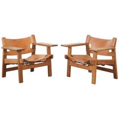Pair of Borge Mogensen Spanish Chairs, Denmark, 1950s-1960s