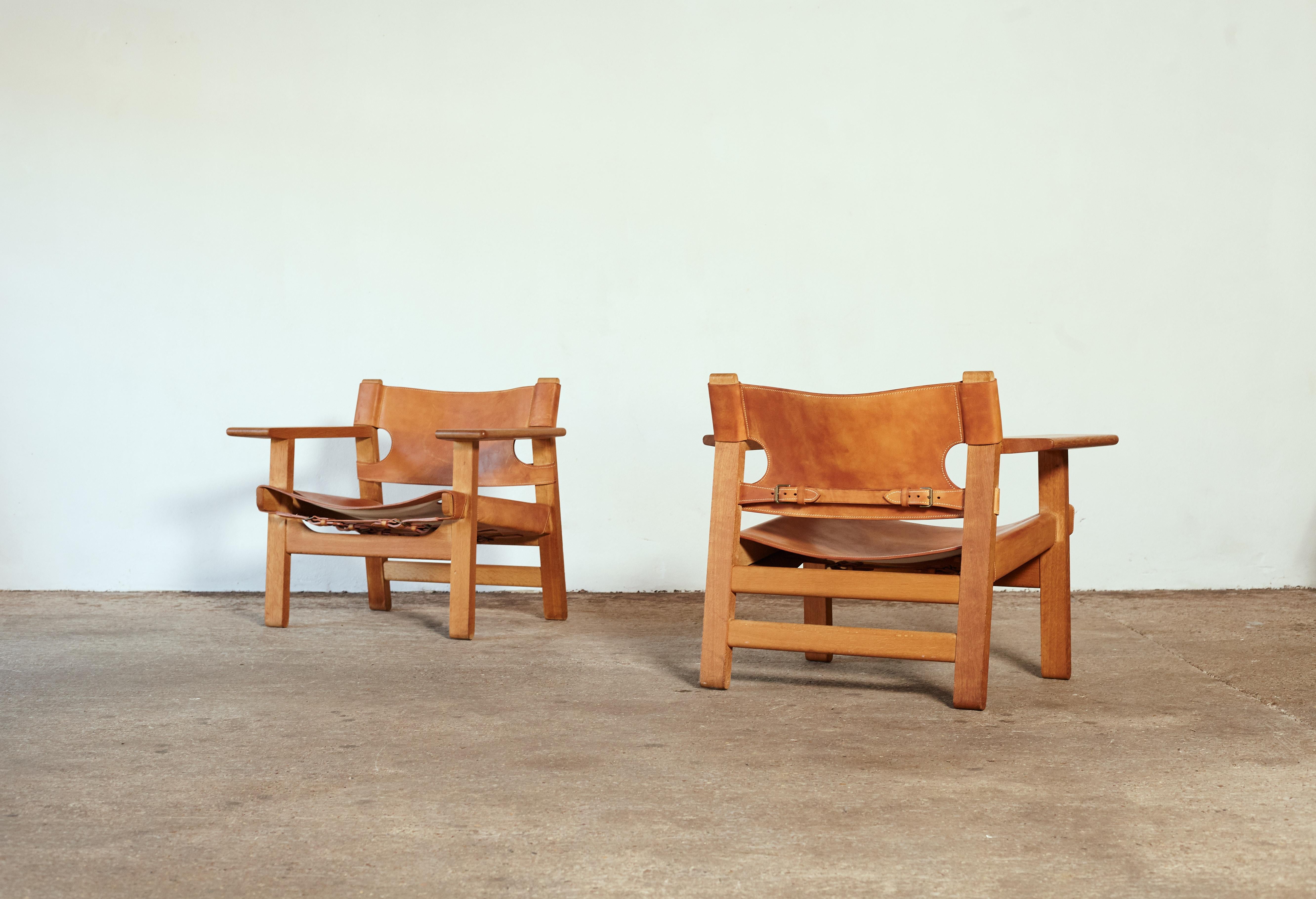 Mid-Century Modern Pair of Børge Mogensen Spanish Chairs, Denmark, 1960s