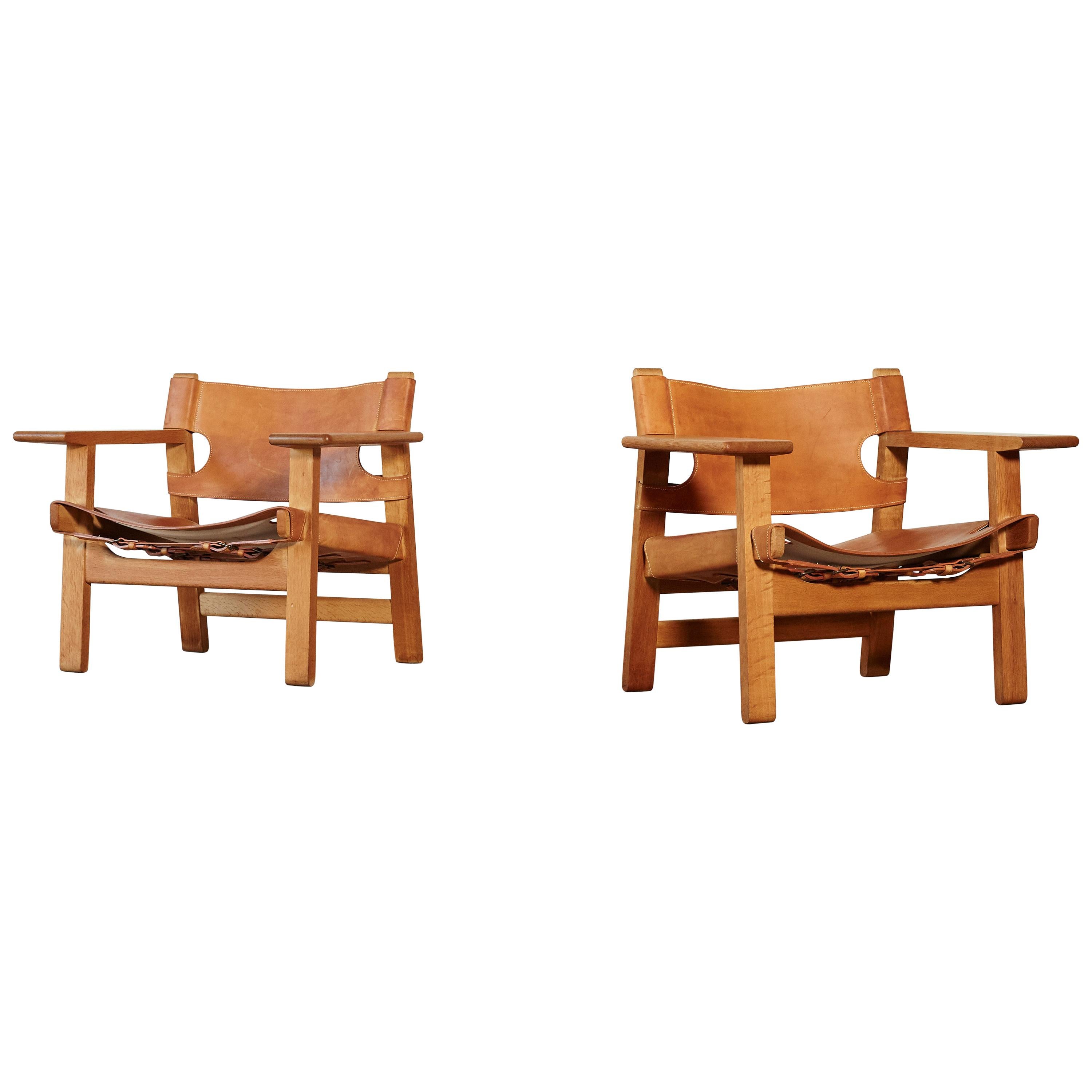 Pair of Børge Mogensen Spanish Chairs, Denmark, 1960s
