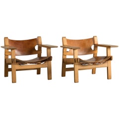 Pair of Børge Mogensen Spanish Chairs for Fredericia Furniture