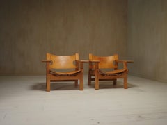 Coppia di sedie spagnole Børge Mogensen per Fredericia Stolefabrik Danimarca anni '60