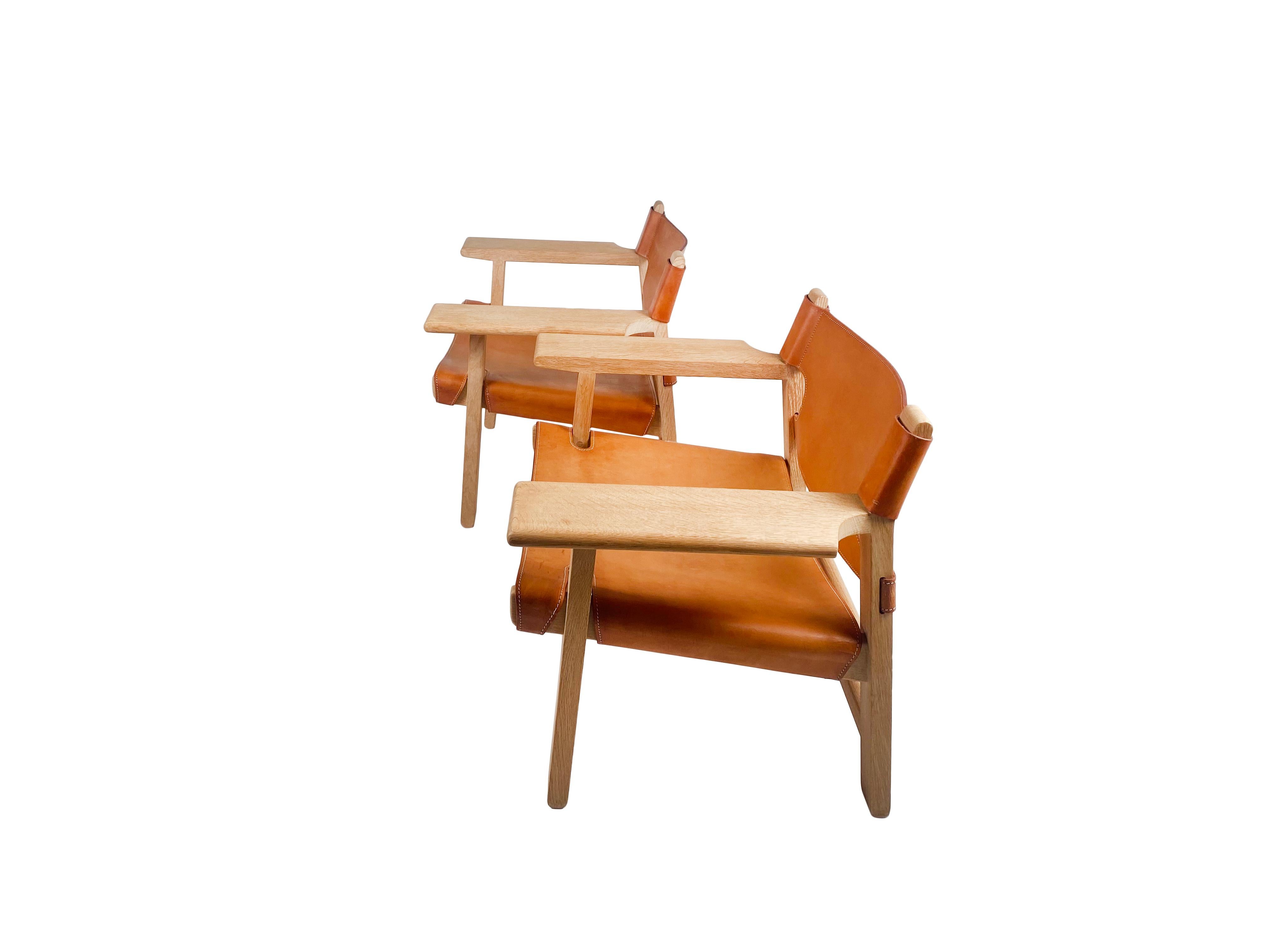 Scandinavian Modern Pair of Børge Mogensen Spanish Chairs for Fredericia Stolefabrik Denmark 1960s For Sale