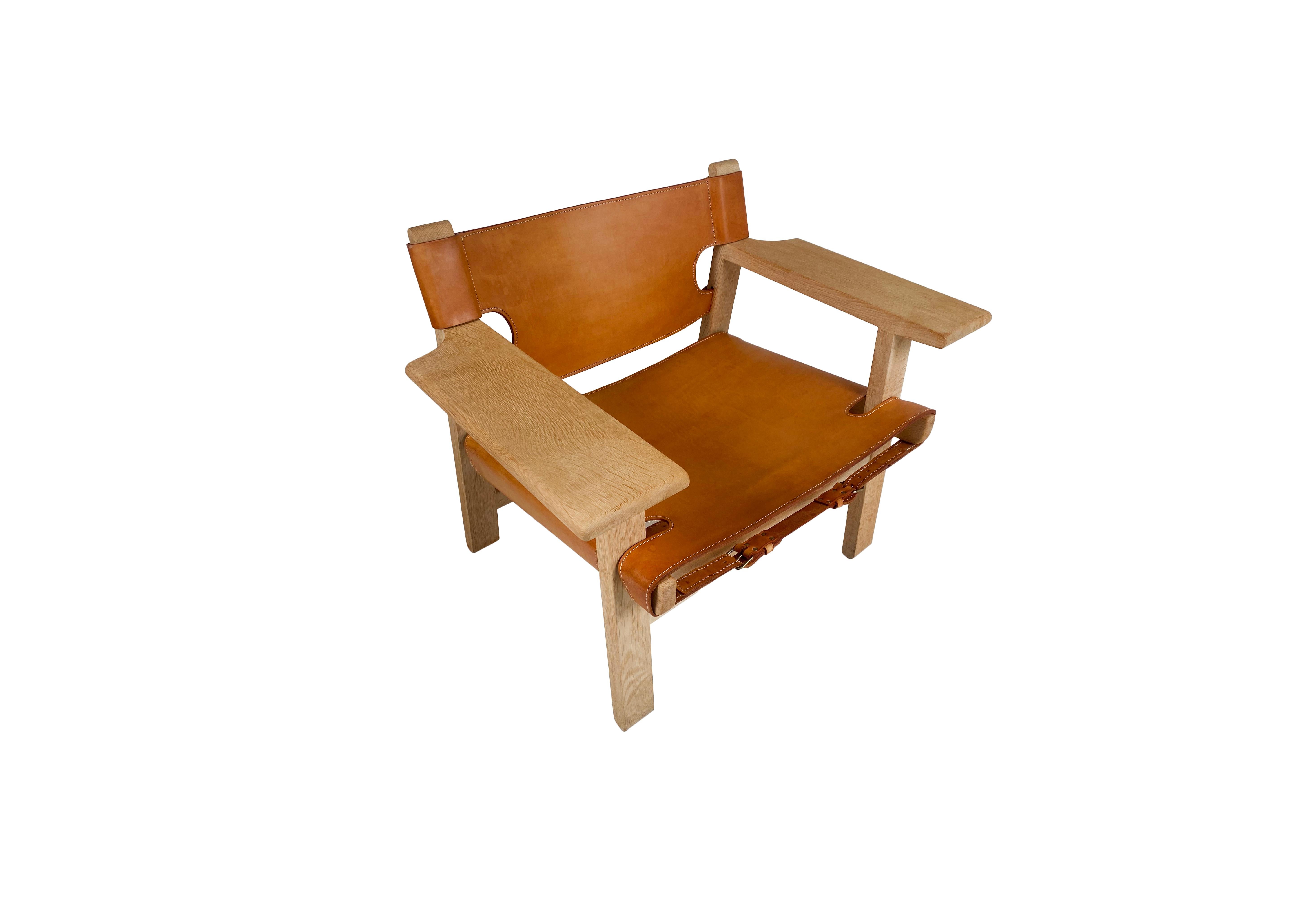 Pair of Børge Mogensen Spanish Chairs for Fredericia Stolefabrik Denmark 1960s For Sale 1