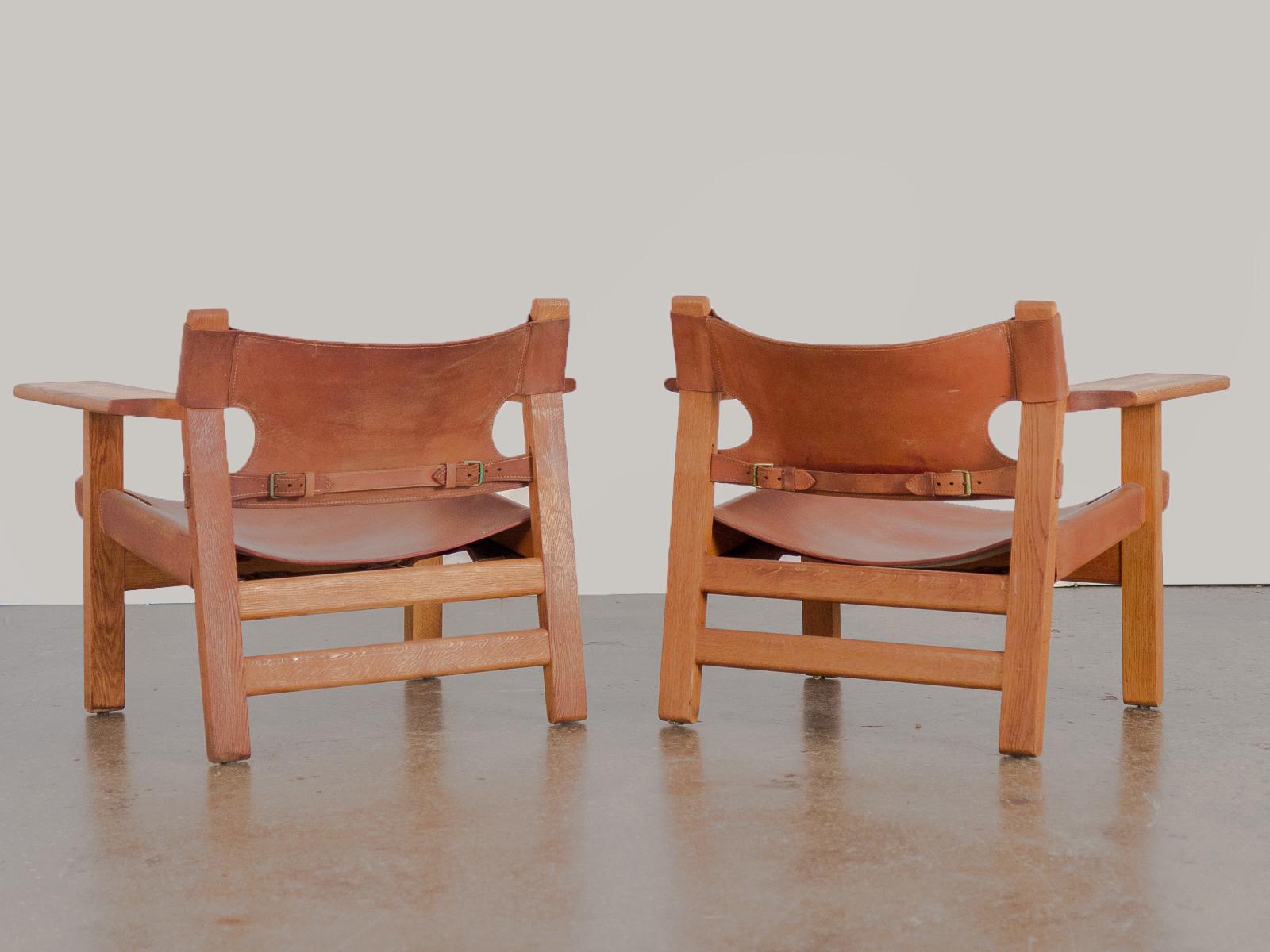 Scandinavian Modern Pair of Børge Mogensen Spanish Chairs for Fredericia Stolefabrik