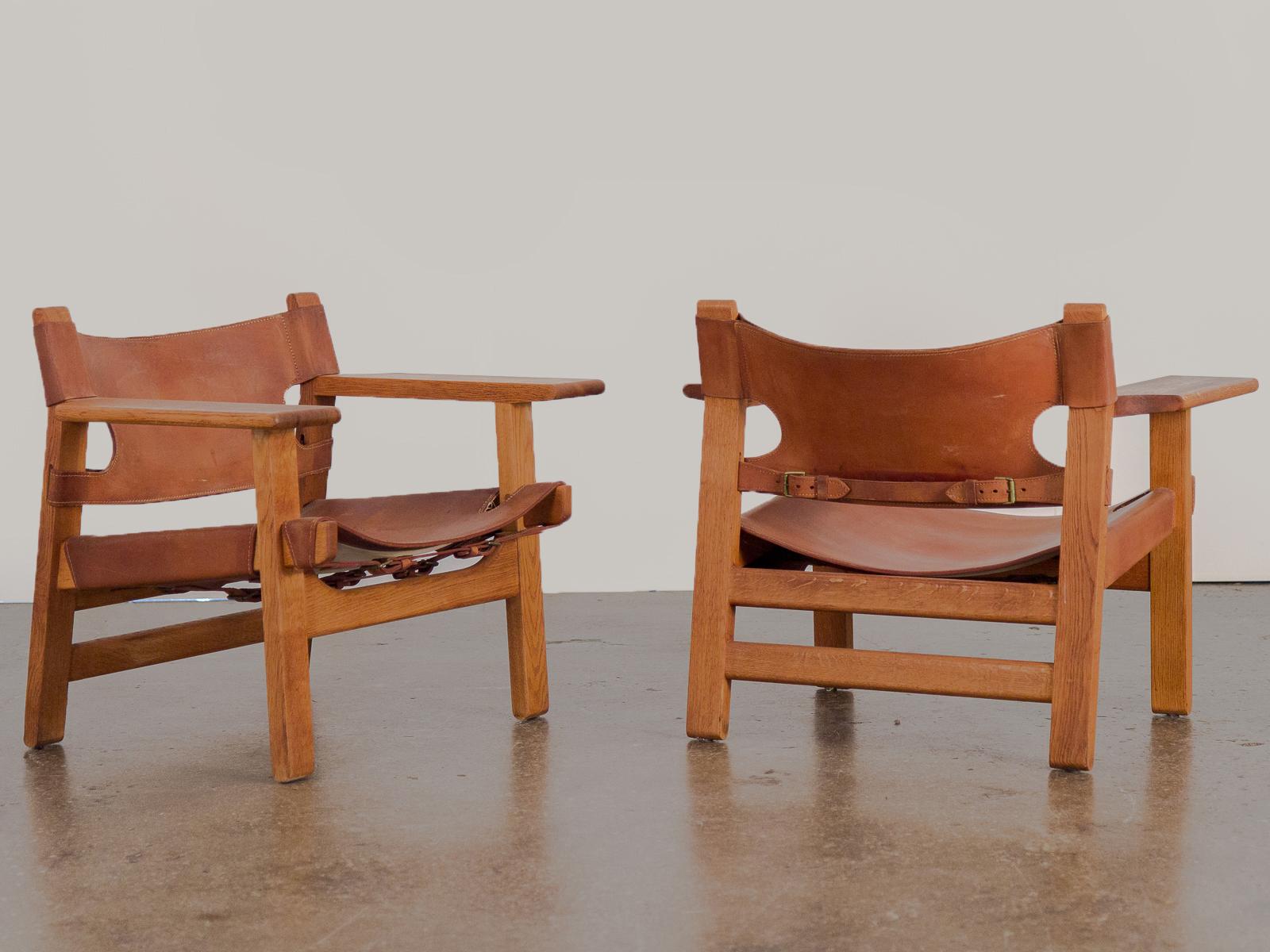 Danish Pair of Børge Mogensen Spanish Chairs for Fredericia Stolefabrik