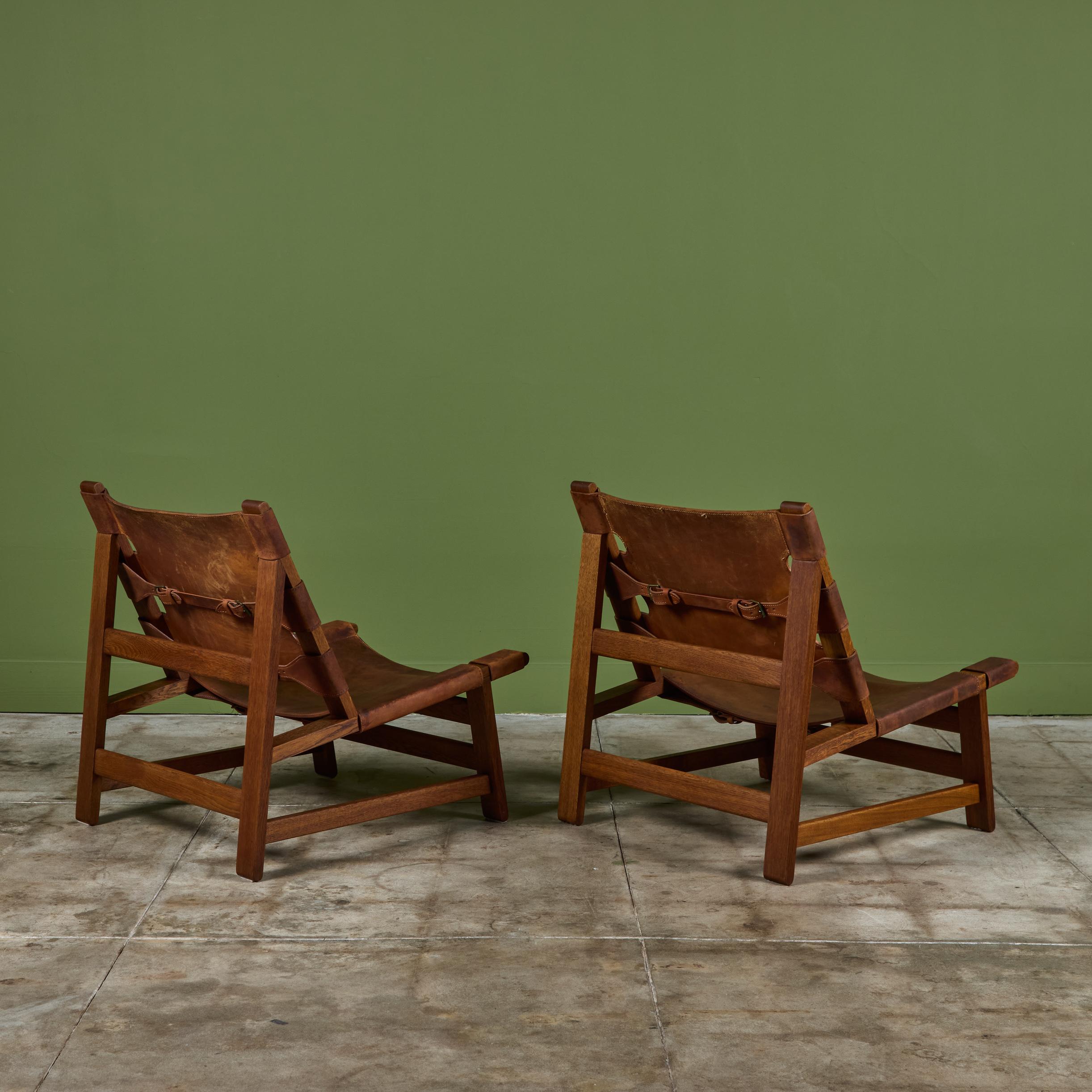 Cuir Paire de chaises espagnoles Børge Mogensen pour Fredericia Stolefabrik en vente