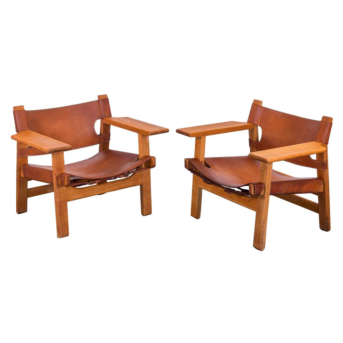 Pair of Børge Mogensen Spanish Chairs for Fredericia Stolefabrik