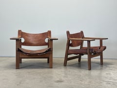 Pair of Børge Mogensen "Spanish Chairs" in Oak and Saddle Leather
