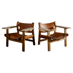 Pair of Børge Mogensen "Spanish Chairs" Produced by Fredericia, Denmark 1960s