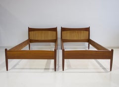 Pair of Børge Mogensen Teak and Rattan Bed Frames