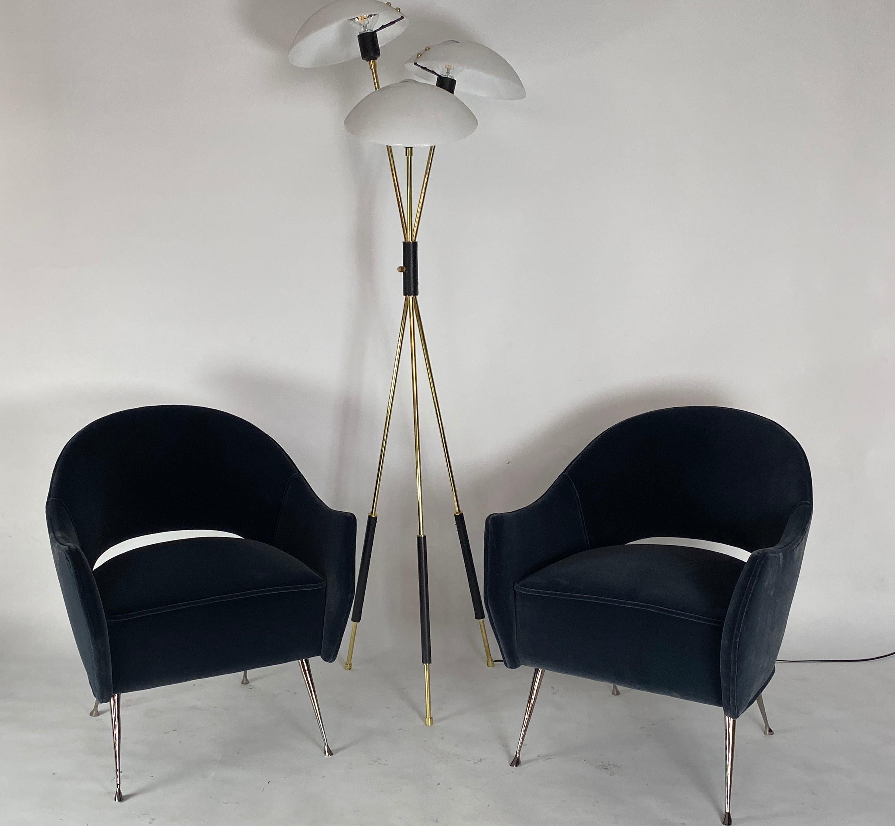 Mid-Century Modern Pair of Briance Chairs, Black Nickel by Bourgeois Boheme Atelier For Sale