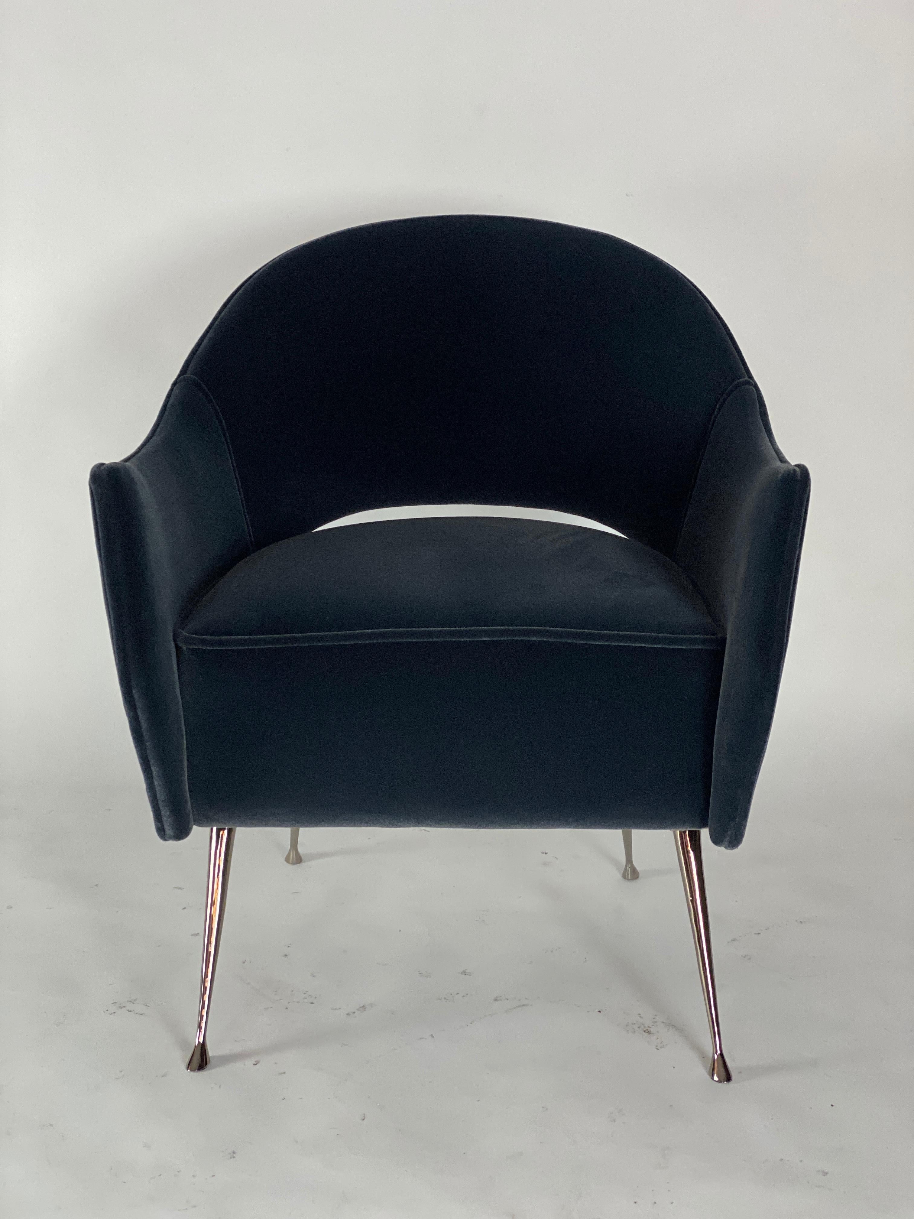 Pair of Briance Chairs, Black Nickel by Bourgeois Boheme Atelier For Sale 1