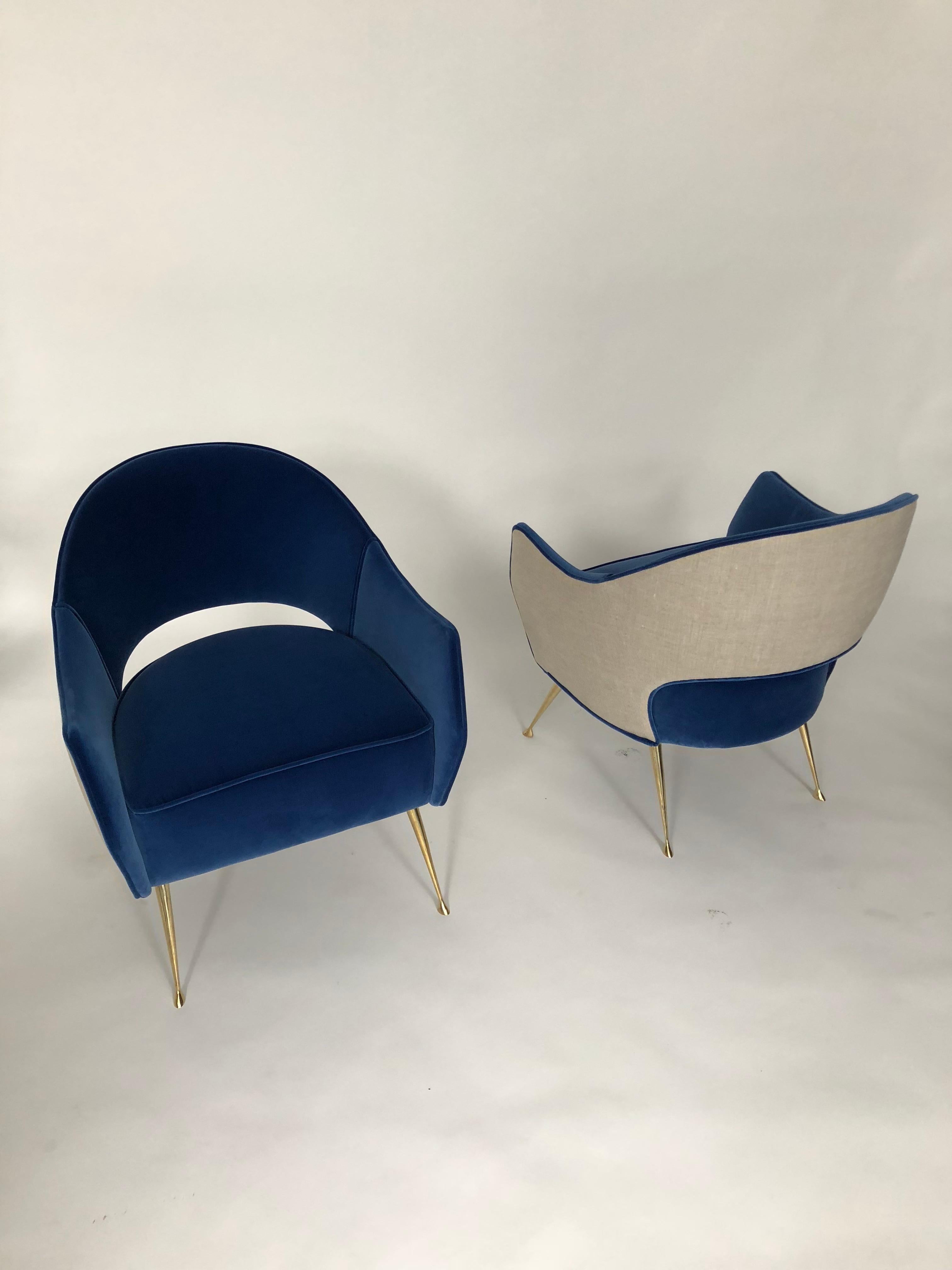 Linen Pair of Briance Chairs by Bourgeois Boheme Atelier