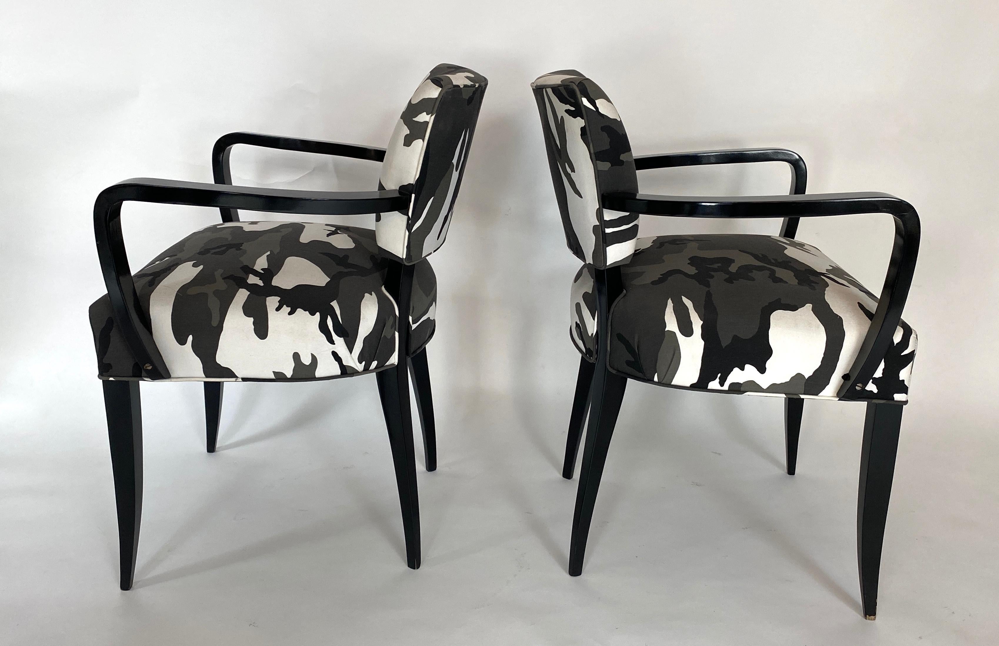 French Pair of Bridge Chairs, Urban Camo For Sale
