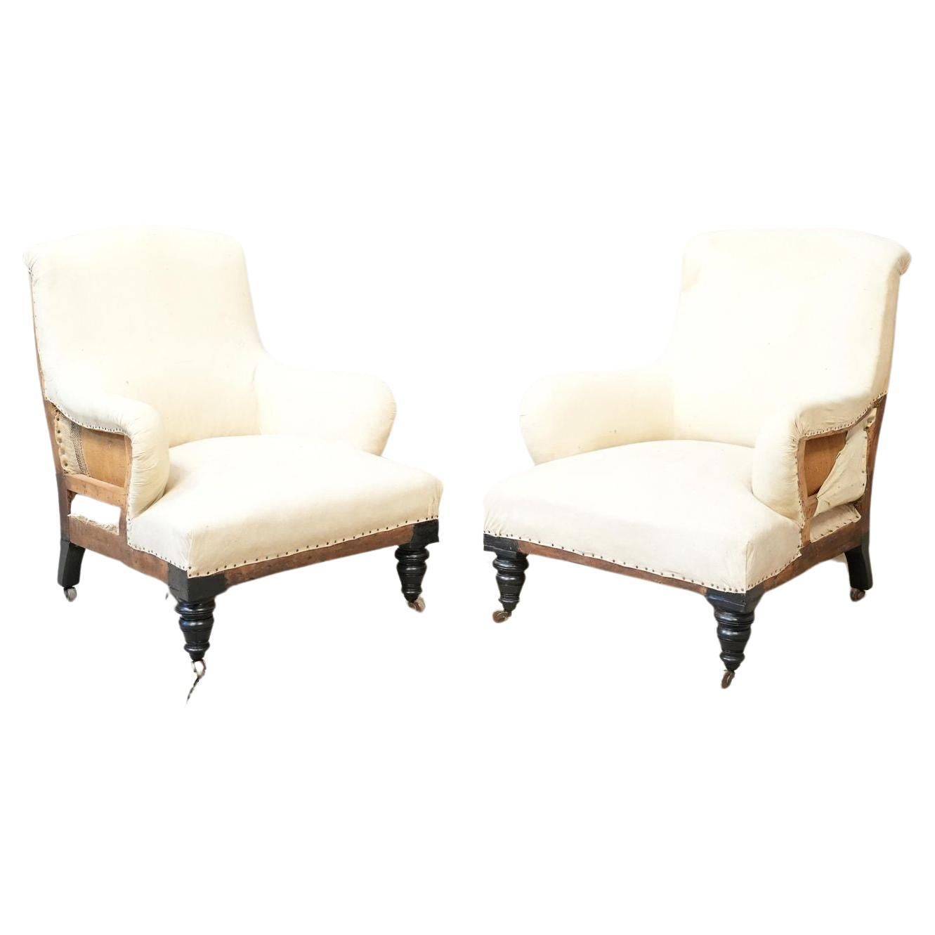 Pair of Bridgewater style Victorian armchairs