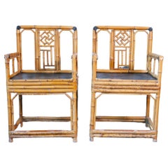 Pair of Brighton Pavilion Chinoiserie Bamboo Armchairs