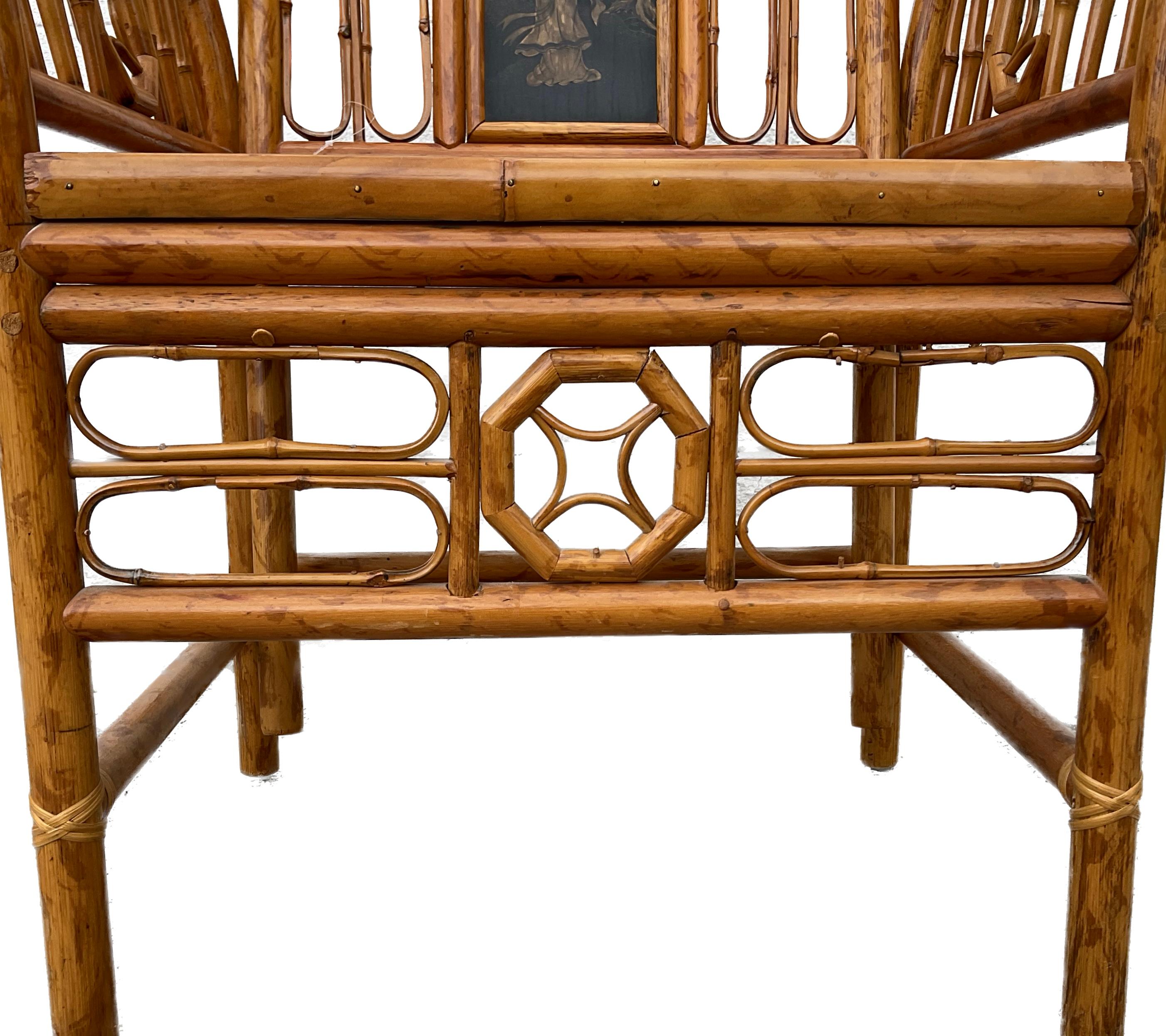 Pair of Brighton Pavilion Chinoiserie Bamboo Chairs For Sale 1