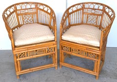 Pair of Brighton Pavilion Revival Bamboo, Rattan and Caned Armchairs, Circa 1970