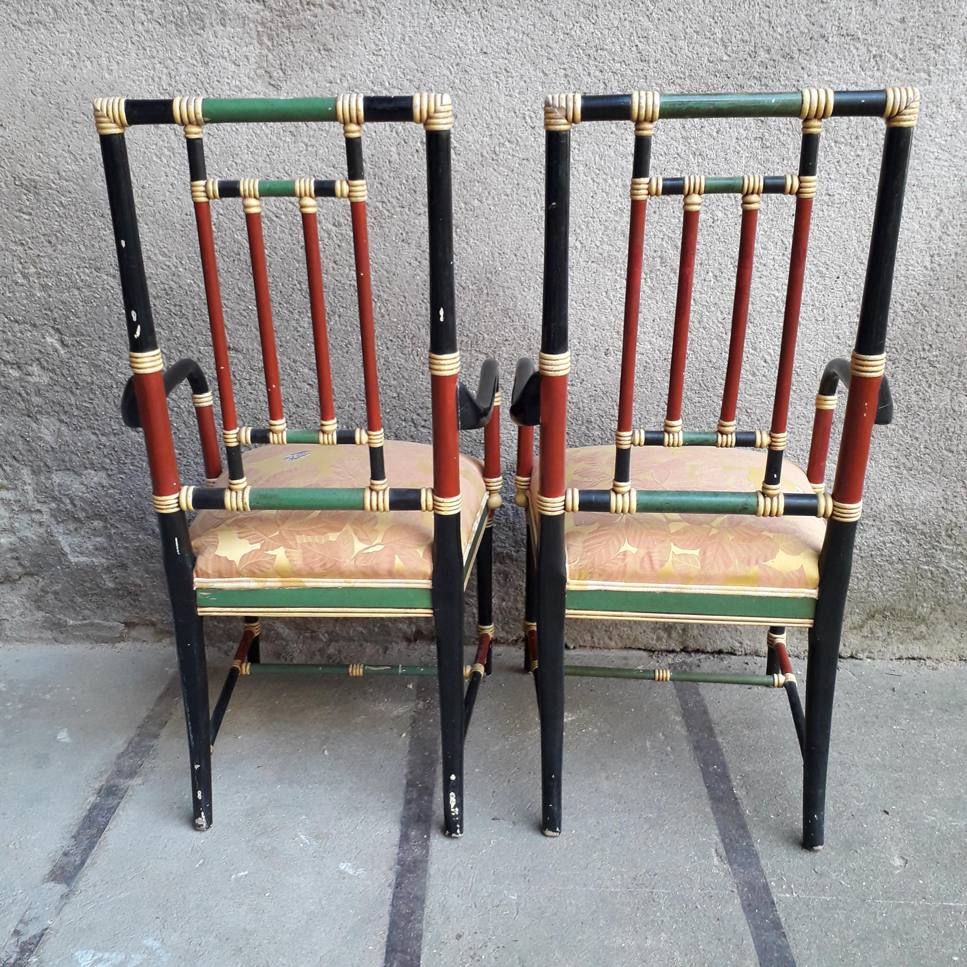 Pair of armchairs in the Chinese style of the Brigthon Pavilion.
Seat in fabrics, upholstery in good condition. No structural problem.
Worn patina with some chips on the feet and the armrests.
20th century
Measures: Height 107 cm, width 55 cm,